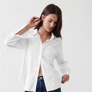 Banana Republic Women's White Button-Down Cotton Shirt